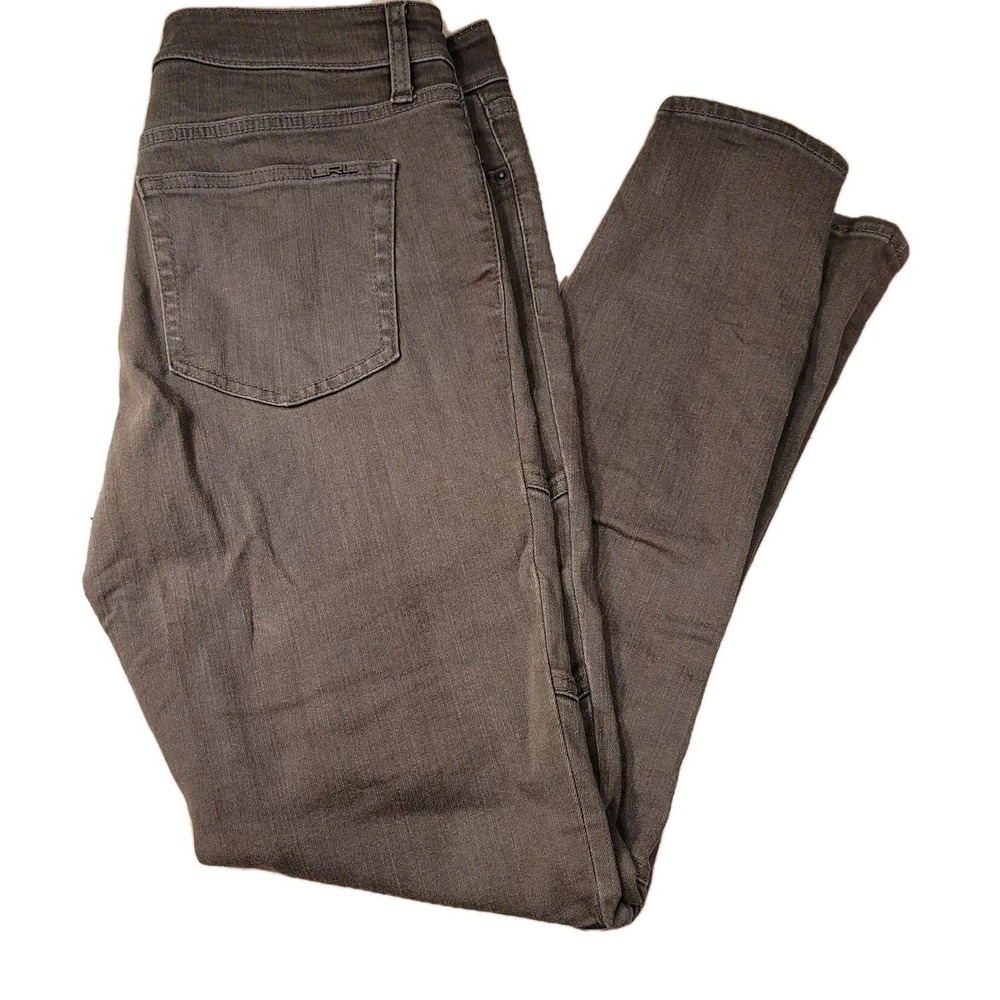 Lauren Ralph Lauren Womens Moto Skinny Jeans Brown Paneled Mid Rise Size 6